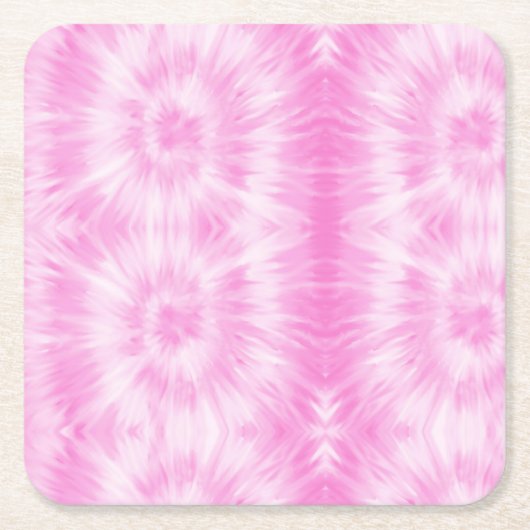 Tiedye Pink Spiral Hippie Tie Dye Kartonnen Onderzetters (Voorkant)