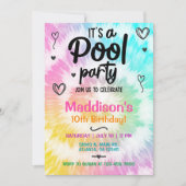 TieDye poolparty Girl Birthday nodig. Kaart (Voorkant)