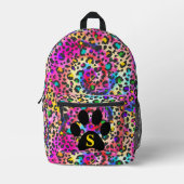 Tiedye Regenboog Luipaardprint Zwarte Poot Koele T Bedrukte Rugzak (Voorkant)