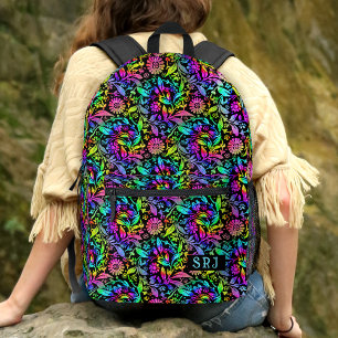 Tiedye Retro Hippie Bloem Patroon Aangepast Monogr Bedrukte Rugzak
