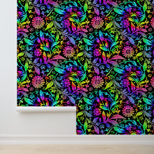 Tiedye Retro Hippie Bloem Patroon Kleurrijke Bloem Behang