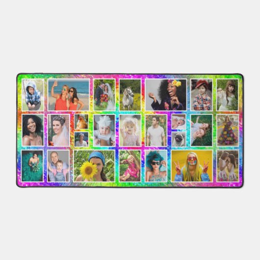 Tiedye Retro Hippie Easy 25 Aangepaste Fotocollage Bureaumat (Voorkant)