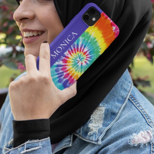 Tiedye Retro Monogram Kleurrijk Case-Mate iPhone Case
