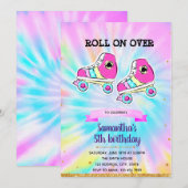 Tiedye-rollerskatefeest uitnodiging (Voorkant / Achterkant)