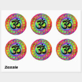 Tiedye Target met Om Symbol Ronde Sticker (Vel)