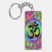 Tiedye Target met Om Symbol Sleutelhanger (Voorkant Links)