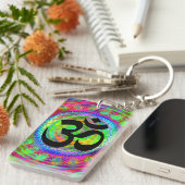 Tiedye Target met Om Symbol Sleutelhanger (Voorkant Rechts)