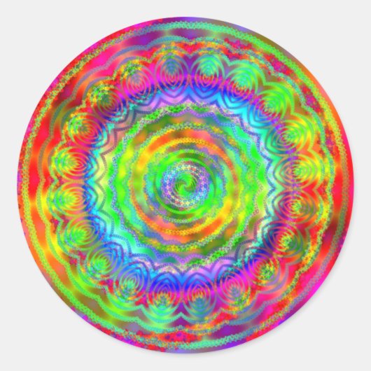 Tiedye Target Ronde Sticker (Voorkant)