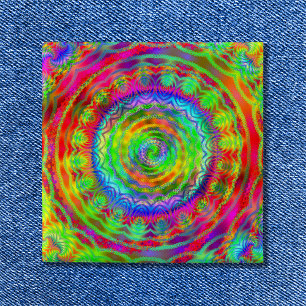 Tiedye Target Vierkante Button 5,1 Cm