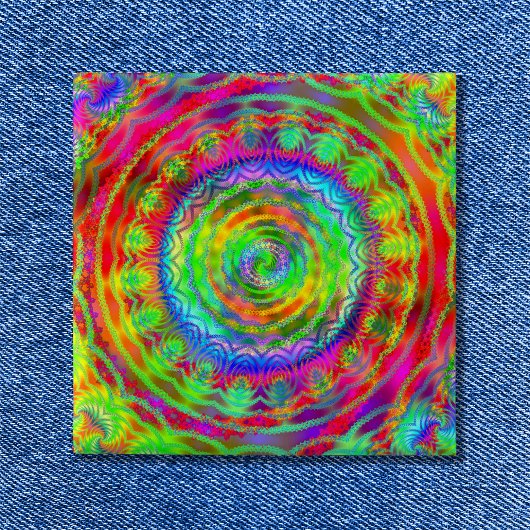 Tiedye Target Vierkante Button 5,1 Cm