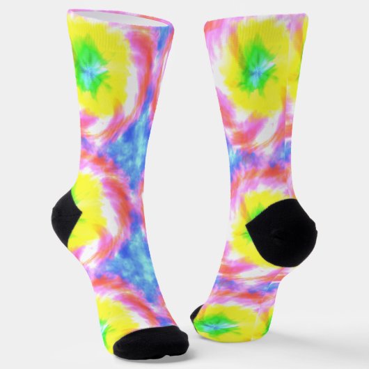 Tiedye Trippy Hippie Psychedelic Retro 70s Custom Sokken (Gebogen)
