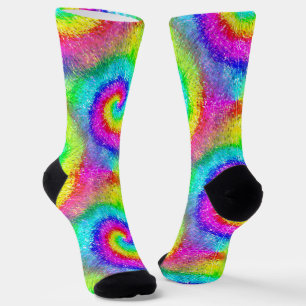 Tiedye Trippy Hippie Psychedelic Retro Monogrammed Sokken