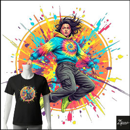 Tiedye-trui met spatgrafitti-kunst Tri-Blend shirt