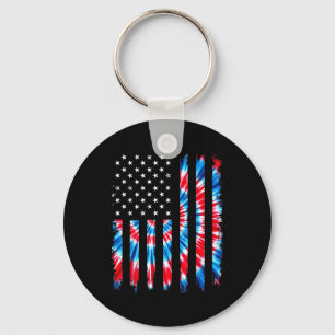 Tiedye USA-vlag Amerikaanse patriottische vlag 4 j Sleutelhanger