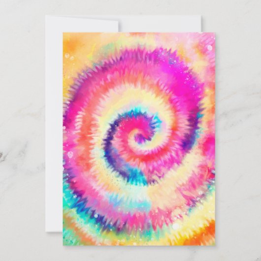 Tiedye Verjaardag Uitnodigen Kaart (Achterkant)