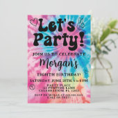 Tiedye verjaardagsfeest uitnodiging (Staand voorkant)