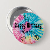 Tiedye Verjaardagsfeestje Ronde Button 7,6 Cm (Voorkant /achterkant)