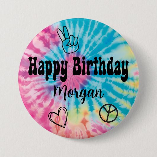 Tiedye Verjaardagsfeestje Ronde Button 7,6 Cm (Voorkant)