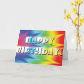 Tiedye verjaardagskaart kaart (Gele Bloem)