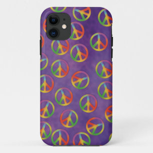 Tiedye-vredestekens op paars Case-Mate iPhone case