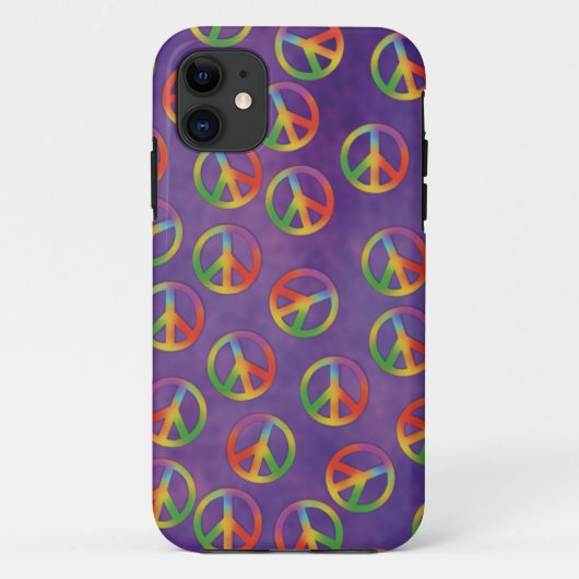 Tiedye-vredestekens op paars Case-Mate iPhone case (Achterkant)