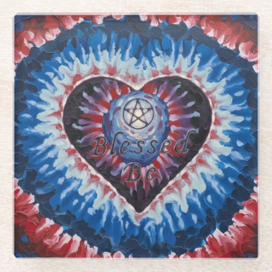 TieDyeHeart Glazen Onderzetter (Voorkant)