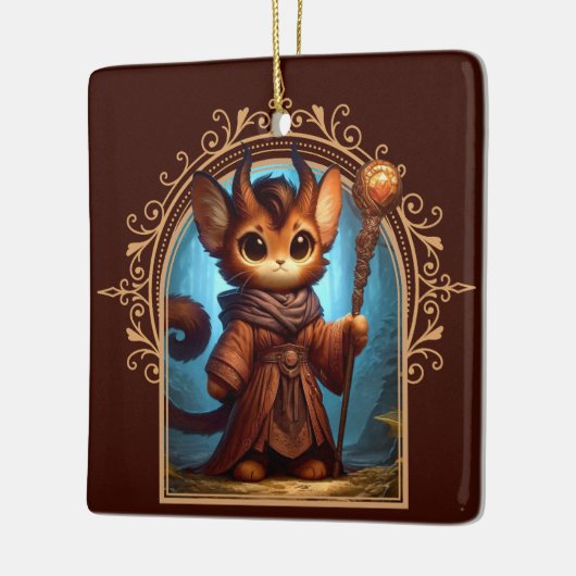 Tiefling Feline Fantasy Avontuur Keramisch Ornament (Links)