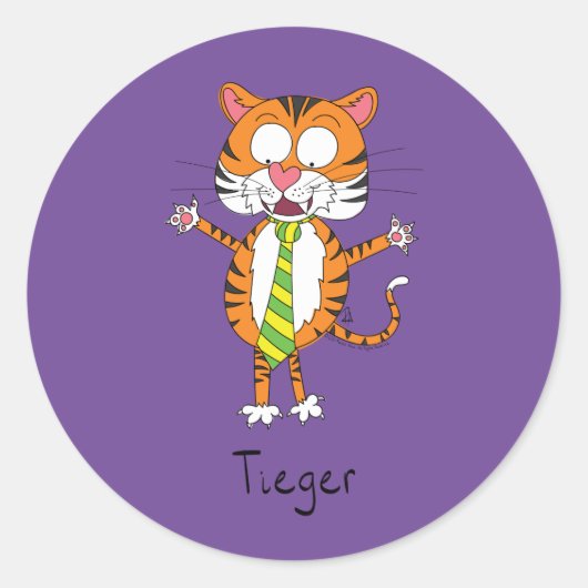 Tieger Tiger met een Necktie-Sticker Ronde Sticker (Voorkant)