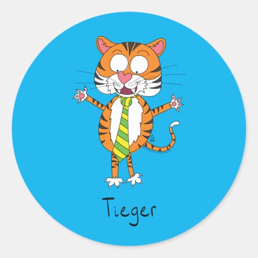 Tieger Tiger met een Necktie-Sticker Ronde Sticker (Voorkant)