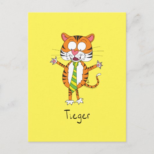 Tieger Tiger met een Stropdas Funny Briefkaart (Voorkant)