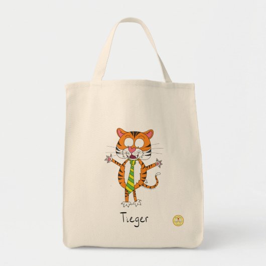 Tieger Tiger met Stropdas Grocery Canvas tas (Voorkant)