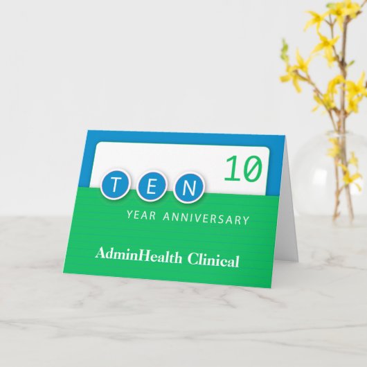 Tien 10 jaar Jubileum werknemer met cirkels Kaart (Gele Bloem)