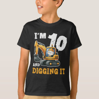 Tien 10jr Verjaardag Bouw Graafmachine Boy T-shirt