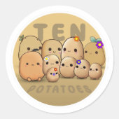 Tien aardappelen ronde sticker (Voorkant)
