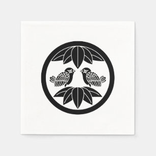 Tien bamboe-bladeren en sparrows Napkins Servet