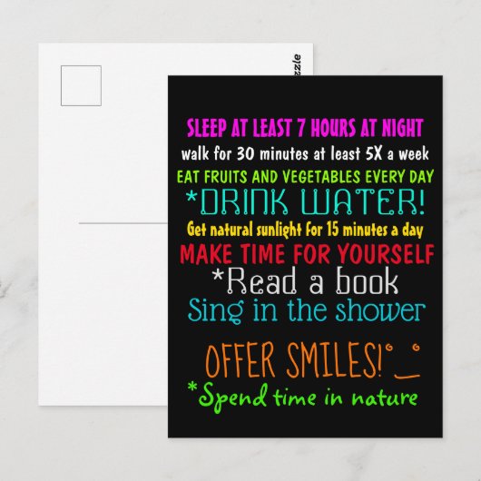 TIEN BEVELINGEN OVER GEZONDHEIDSKool Briefkaart (Voorkant / Achterkant)