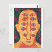 Tien blauwe ogen (oneven buitenaardse expressie) briefkaart (Voorkant / Achterkant)