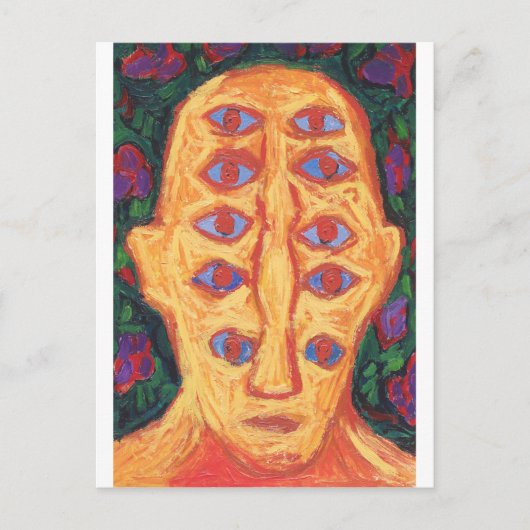 Tien blauwe ogen (oneven buitenaardse expressie) briefkaart (Voorkant)