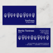 Tien bomen - wit op donkerblauw visitekaartje (Voorkant / Achterkant)