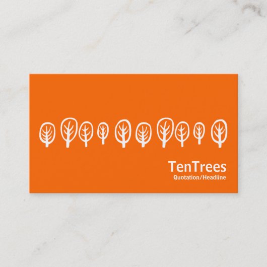 Tien bomen - wit op Sinaasappel Visitekaartje (Voorkant)