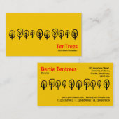 Tien bomen - zwart en rood op amber visitekaartje (Voorkant / Achterkant)