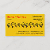 Tien bomen - zwart en rood op amber visitekaartje (Achterkant)