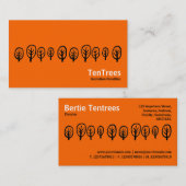 Tien bomen - zwart en wit op Oranje Visitekaartje (Voorkant / Achterkant)