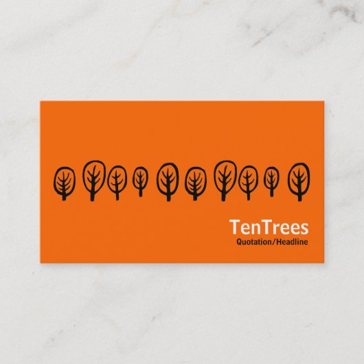 Tien bomen - zwart en wit op Oranje Visitekaartje (Voorkant)