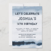 Tien Boy Blue Waterverf minimalist Birthday Kaart (Voorkant)