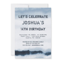 Tien Boy Blue Waterverf minimalist Birthday