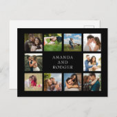 Tien bruiloft foto collage zwart briefkaart (Voorkant / Achterkant)