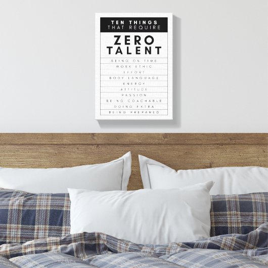 Tien dingen waar geen talent voor nodig is canvas afdruk (Insitu (Slaapkamer))