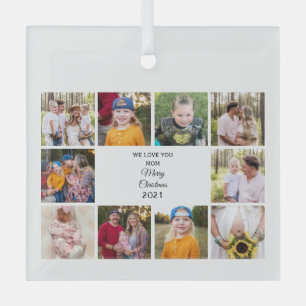Tien foto van ons houden van mam Kerstmis Glas Ornament