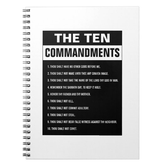 Tien Geboden Bijbelvers Christelijk Religieus Notitieboek (Voorkant)